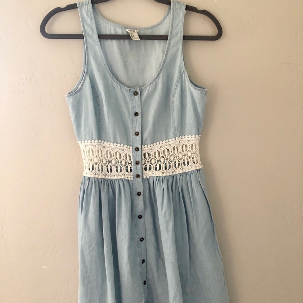Denim lace dress